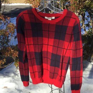 Forever 21 Red-Blue Block Slender Look Sweater Top